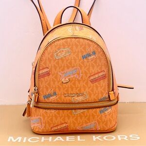 Michael Kors Vibrant Orange Mini Convertible Backpack Crossbody